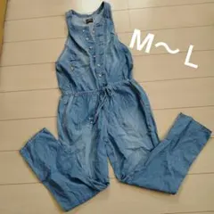 Cafetty デニム　オールインワン　オーバーオール　ソフトデニムМ〜Ｌ