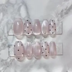 【現品】ネイルチップ 韓国風 マグネット シンプル ドット シンプル 大人 上品