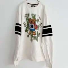 HUSTLE GANG クマ プリント トレーナー LG ハッスルギャング 古着