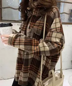 Girly Doll オーバーサイズチェック起毛シャツのサムネイル