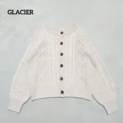 C8-4359　カーディガン　ケーブル編み　クルーネック　S【グラシア】