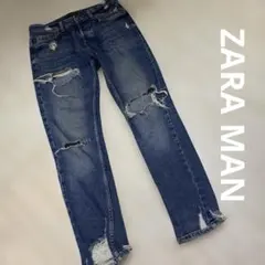 【人気】　ZARA MAN DENIM ダメージ加工　ストレッチ デニム パンツ
