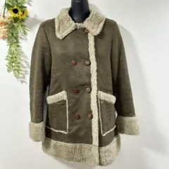 【c2588】Phoebe フィービー　ムートンコート　ミリタリー　カーキ