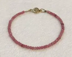 極美✨カットルビー 4mm玉 細身ブレスレット キラキラ 上品 天然石
