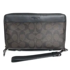 美品 COACH コーチ ラウンドファスナー長財布 オーガナイザー シグネチャー