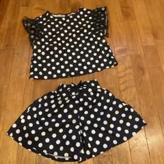 セットアップ　ドット柄