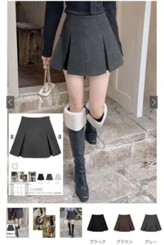 インパン裏地付きボックスプリーツフレアミニスカート