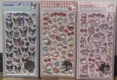 【3枚セット】ハローキティ・クロミ・マイメロディ　ボンボンドロップシール