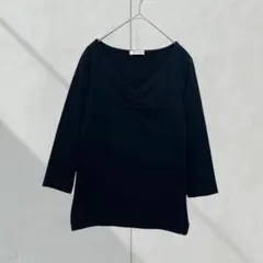 2787【marindenfant】カットソー　Tシャツ　七分袖　黒　Ｍ