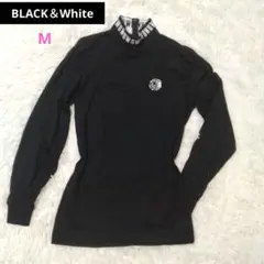 BLACK＆WHITEレディース黒 ハイネック 長袖シャツ M