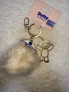 香港ディズニー限定 ダッフィー ファーキーホルダー 未使用 タグ付きチャーム付き