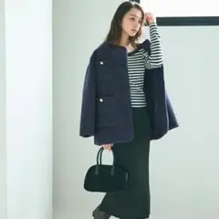 新品未使用✨coca　コカ プードルボアノーカラーコート ネイビー Ｍ