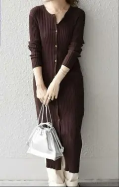 SHIPSシップス☆リブ編みニットワンピース