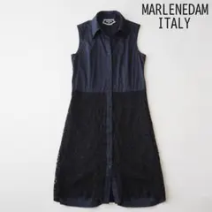 MARLENEDAM マーレンダム レース切替 シャツワンピース 38