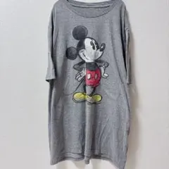 美品✨Disney 【XL】　ミッキーマウス Tシャツ グレー　春服　夏服