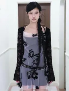 miae フラワークロスミニドレス　ワンピース　黒　シズニ　美愛
