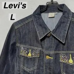 LEVI STRAUSS ライトストーン 金糸 デニム ジャケット　L