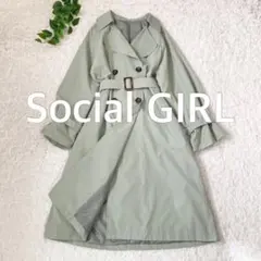 美品　キャンディ袖トレンチコート　M 大きいサイズ　ロング　ベルト　ハレの日のサムネイル