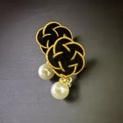 【水引ピアス】黒×ゴールド☆