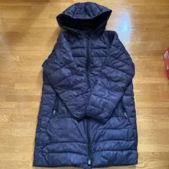 ZARA キッズ　ネイビー フード付き中綿ロングダウンコート