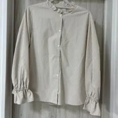 GU ベージュストライプ 長袖シャツ