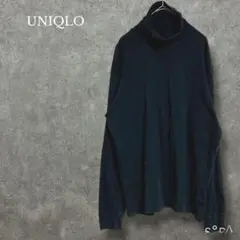 ★ユニクロ【メンズL】ソフトタッチタートルネックTシャツ 黒 綿100％