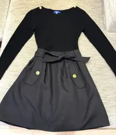 BURBERRY BLUE LABEL 薄ニット ワンピース 38 ブラック 春