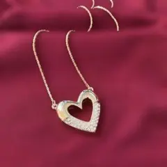 ハート ネックレス ゴールド スワロフスキークリスタル 大人かわいい 上品