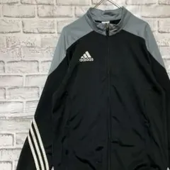 アディダス ジャージ　トラックジャケット　ブラックL ロゴ刺繍87