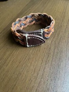 レザー編み込みブレスレット ブラウン系