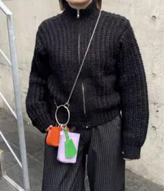 ジップアップデザインニット