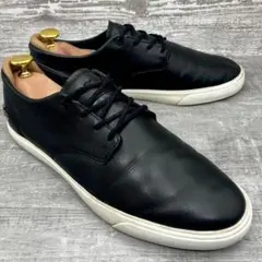 ⭐️802 　LACOSTE レザースニーカー 黒 約25.5cmメタルロゴのサムネイル