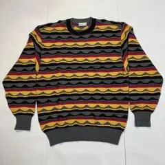【希少古着】PARIS 日本製 立体編み 3Dニット ボーダー柄 ウールセーター