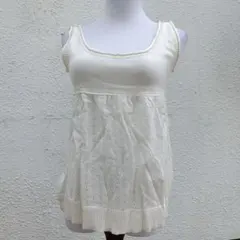 新品未使用　Caravelle アイボリー レース編み タンクトップ　M~L