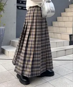 CIAPANIC TYPY すっきり見えチェックプリーツイージースカート　M