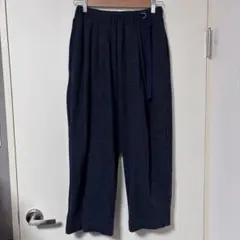 Dulcamara ドゥルカマラ アンゴラ 天竺 ワイド タックパンツ ネイビー