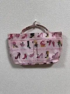 ♡タグ付未使用♡バックインバック♡インナーポーチ♡ピンク♡ヒール柄♡日本製♡