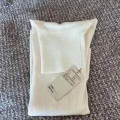 アイボリー リブ編み ポロカラー セーター