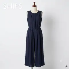 SHIPS シップス ノースリーブ オールインワン ワイドパンツ ネイビー 36のサムネイル