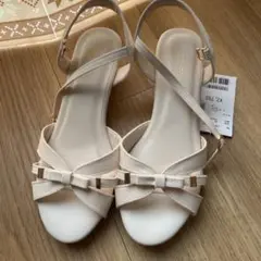 リボンデザイン サンダル ベージュ L