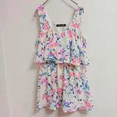 セシルマクビー 花柄ティアードノースリーブカットソー チュニック Mのサムネイル