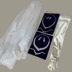 【10点セット】ブライダル小物セット ベール グローブ ティアラ アクセサリー