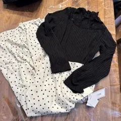 しまむら　新品　LUNACION 長袖カットソーとドット柄L