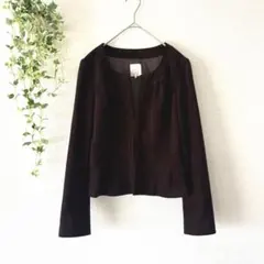 Style com ノーカラージャケット ブラウン 【9】スエード調