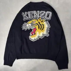 KENZO ニット ロゴ刺繍 ネイビー S ウール タイガー 極美品 現行 紺色のサムネイル