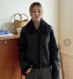 une mansion ブラック ボア襟付きジャケット ムートンジャケット 韓国