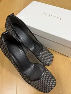 【美品】RESEXXY メッシュパンプス M 黒 スクエアトゥ シアーのサムネイル
