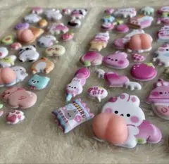 うさぎ くま おしりシール ぷにぷに 動物 ステッカー 2枚セット デコ 手帳