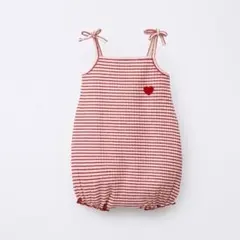 zara baby ストライプ柄ハート型フロックロンパース