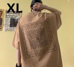 新品♡ Tシャツ 半袖 XL 大きめ ビッグシルエット ペイズリー ベージュ